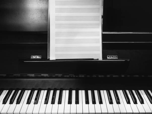 Piano keyboard Music sheet Black and white classical music
