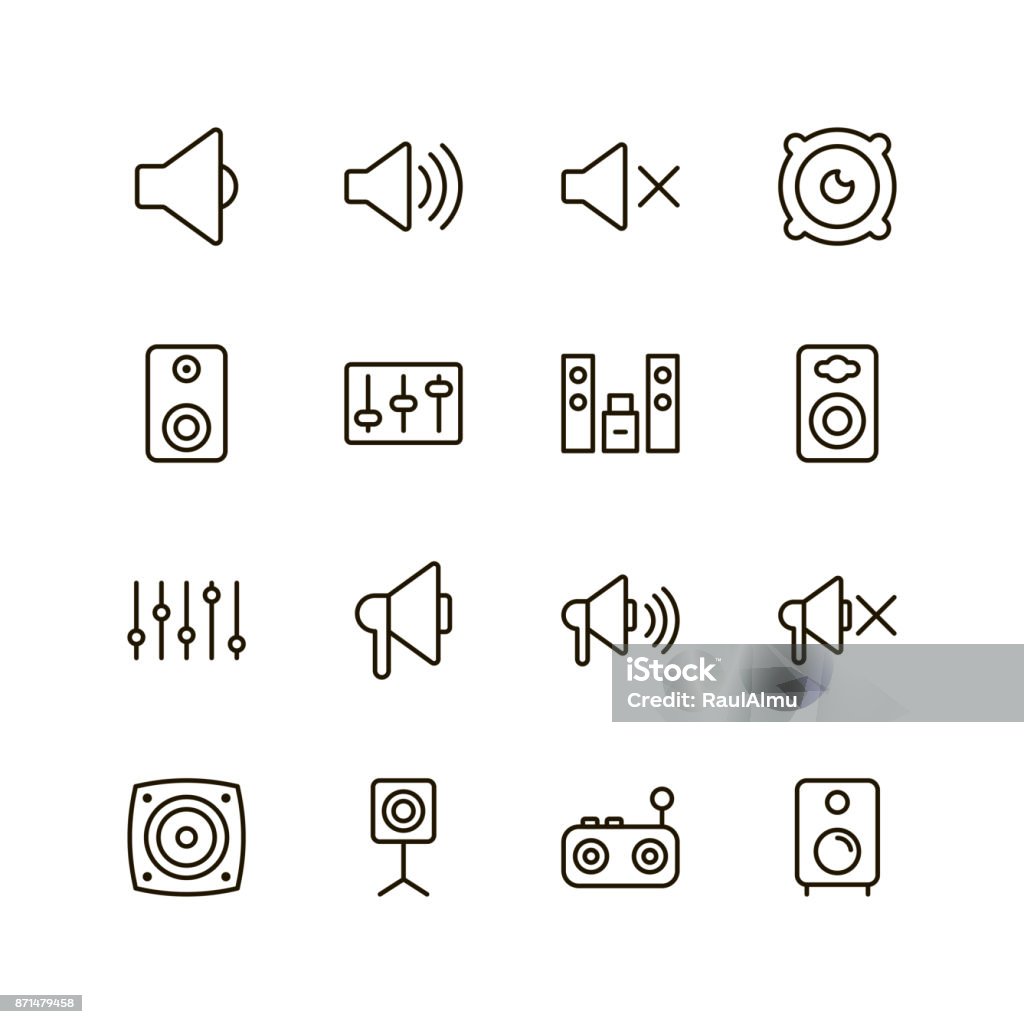 Conjunto de icono de altavoz - arte vectorial de Ícono libre de derechos