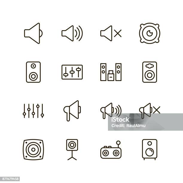 Ilustración de Conjunto De Icono De Altavoz y más Vectores Libres de Derechos de Ícono - Ícono, Altavoz, Ruido