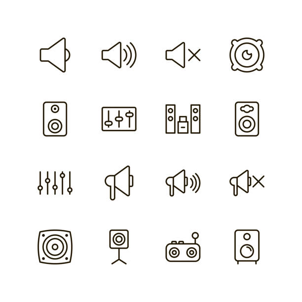 스피커 아이콘 세트 - environmental sounds stock illustrations