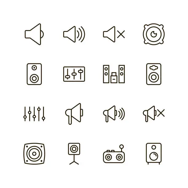 Vector illustration of Speaker icon set