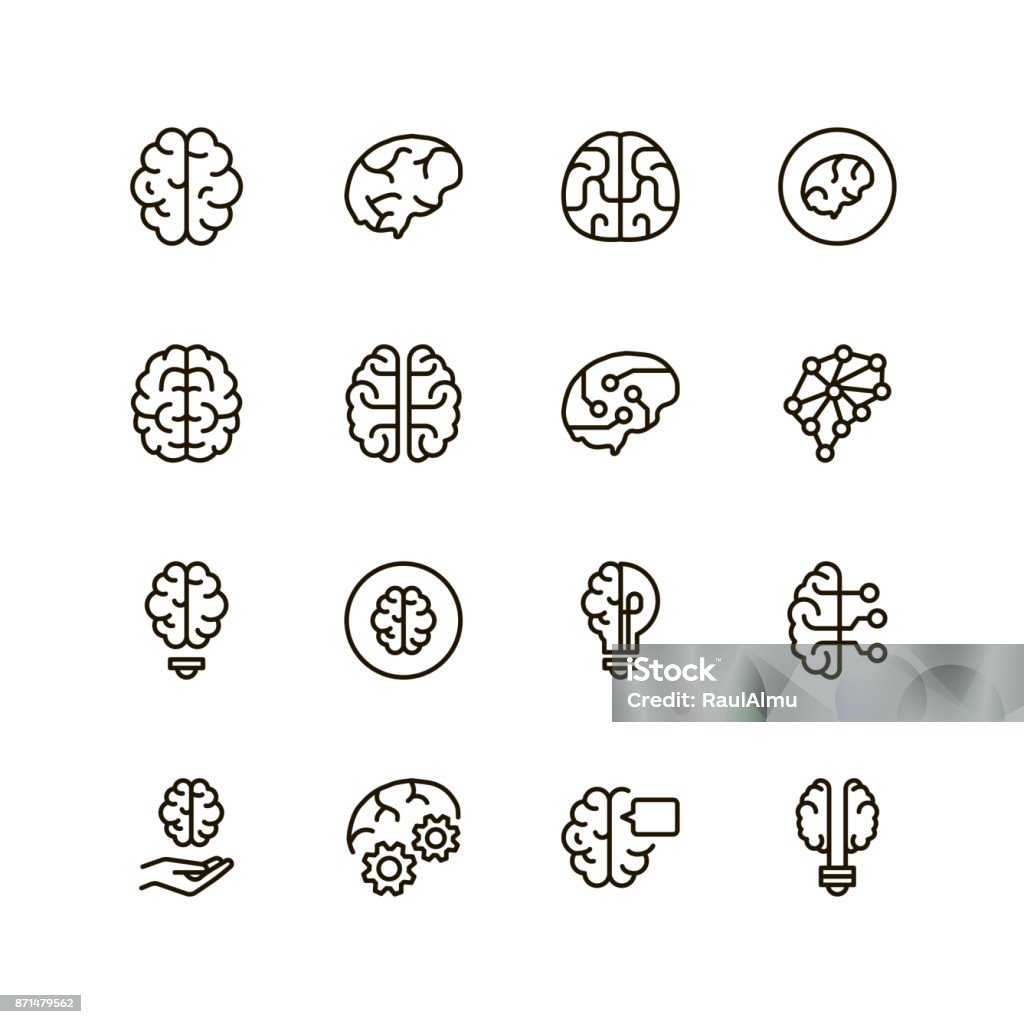 Cerveau line icon - clipart vectoriel de Icône libre de droits