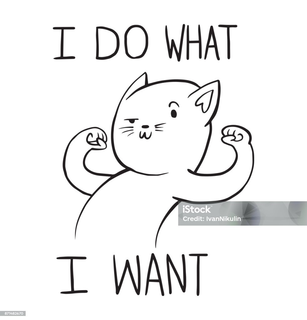 Mèo Hài Hước Hiển Thị Cơ Bắp Nghệ Thuật Đường Dây Hình minh họa ...