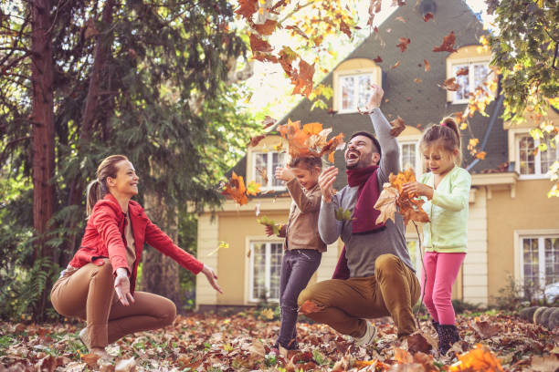 istock Happy family have play at backyard. 871483856