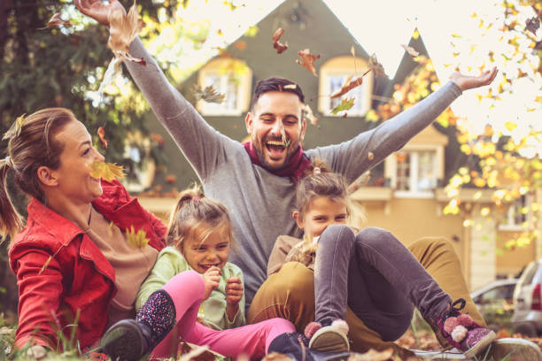istock Happy family have fun at backyard. On the move. 871486086