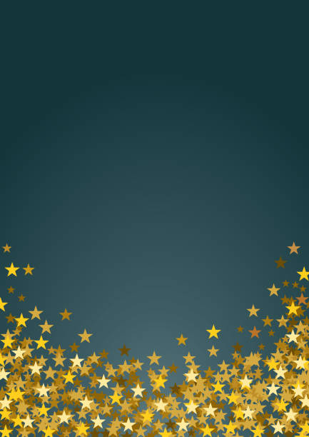 istock Festive vertical Christmas background with copy space. Golden stars on blue 871490822