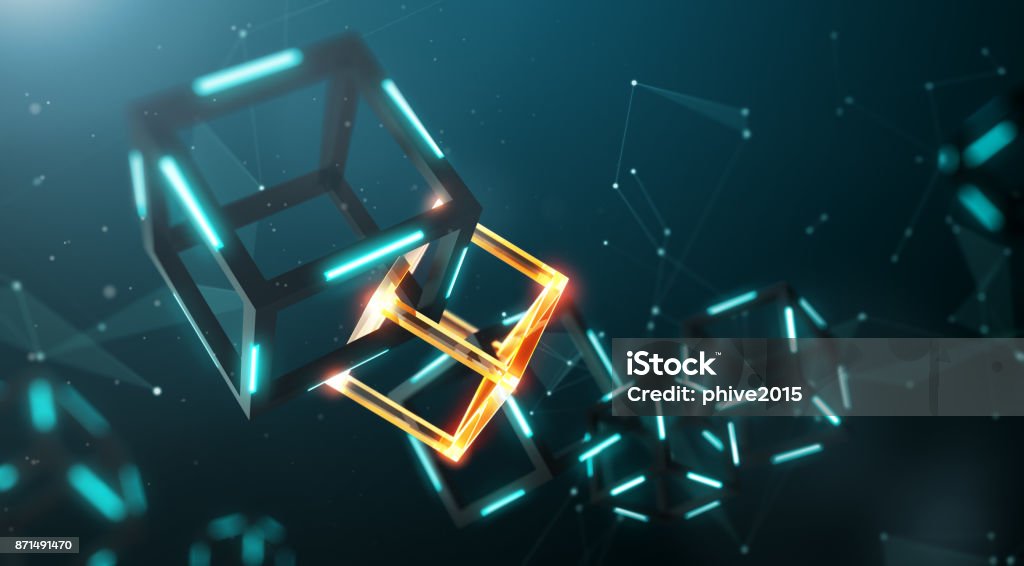 Blockchain technology with abstract background Blockchain Stock Photo