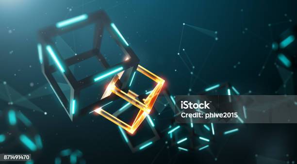Blockchain Technology With Abstract Background Stock Photo - Download Image Now - Blockchain, Technology, Backgrounds