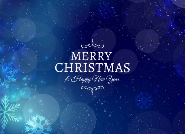 istock Merry christmas card with snowflakes and bokeh effect 871498948