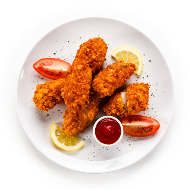 nuggets de pollo y verduras  - aperitivo plato de comida fotografías e imágenes de stock