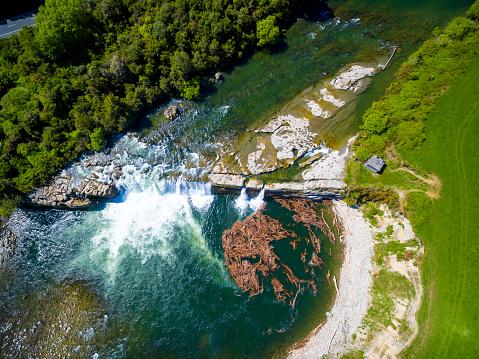 Aerial view of Maruia Falls, South Island New Zealand