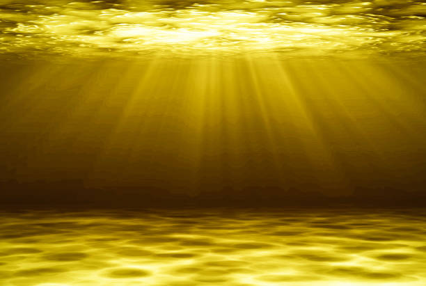 Golden deep water abstract natural background. 3D illustration