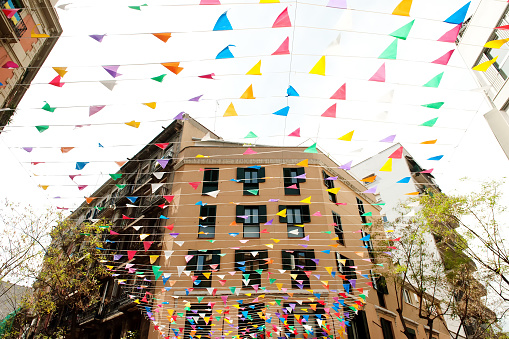 Barceloneta discrict in Barcelona, Spain - buildings and decorations