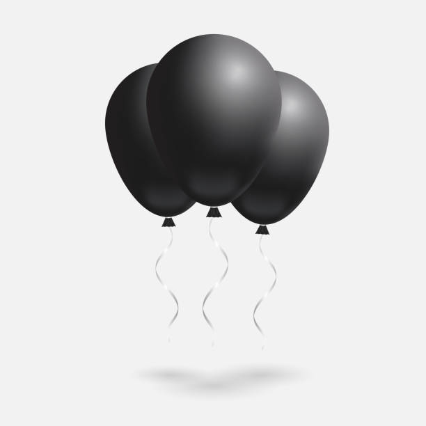 istock 3d Realistic transparent helium black Balloons set. Holiday illustration of flying glossy balloon. Isolated on white background 871524752