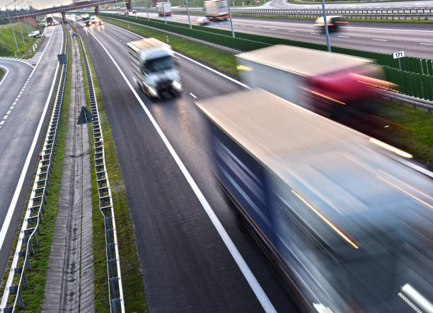 istock Trucks on four lane controlled-access highway in Poland 871541060