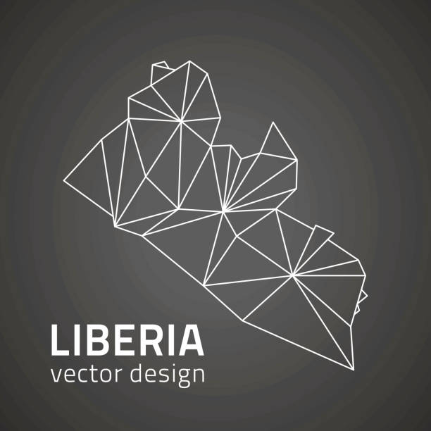 Liberia black vector contour modern map Liberia black triangle vector mosaic outline map monrovia liberia stock illustrations
