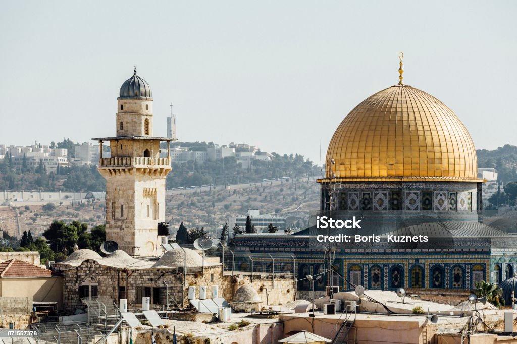 Jerusalem western wall view, Al-Aqsa Mosque and Jerusalem Archaeological Park Israel, Middle East Al-Aqsa Mosque Stock Photo