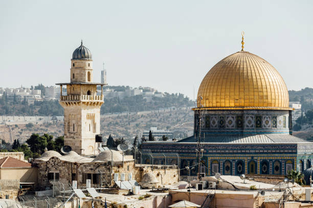 Jerusalem western wall view, Al-Aqsa Mosque and Jerusalem Archaeological Park Israel, Middle East Jerusalem western wall view, Al-Aqsa Mosque and Jerusalem Archaeological Park Israel, Middle East al aksa mosque stock pictures, royalty-free photos & images