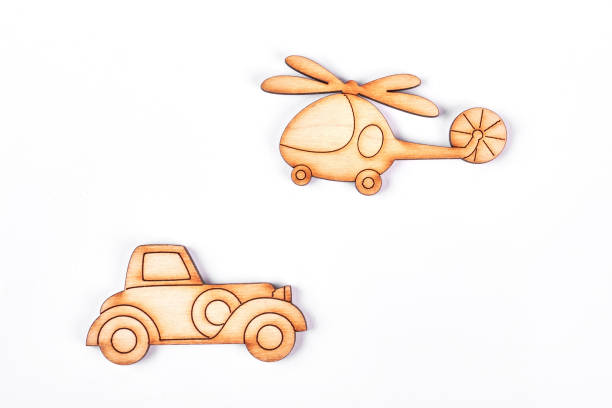 istock Cardboard helicopter and automobile. 871558528