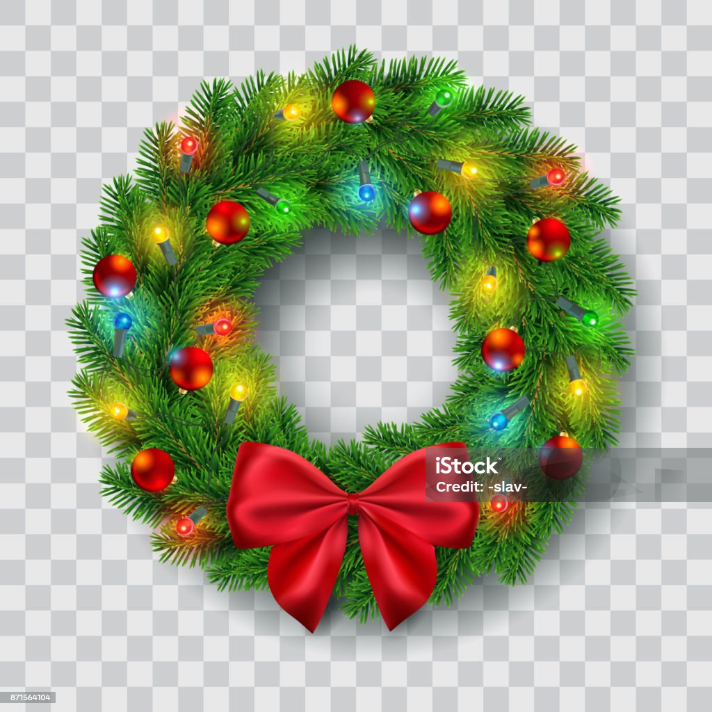 illustration vectorielle de Noël guirlande - clipart vectoriel de Couronne florale libre de droits