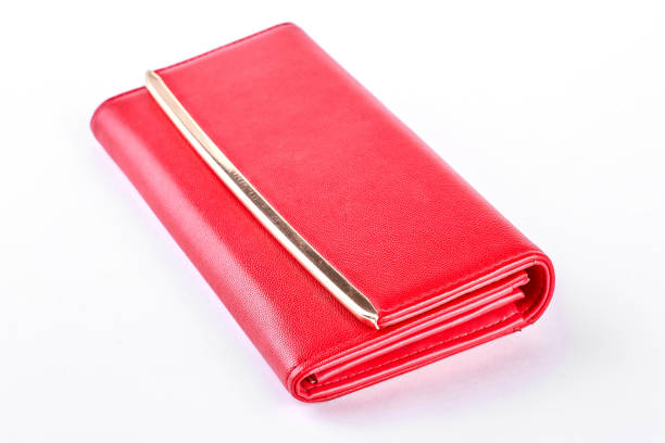 istock Female red wallet, white background. 871564916