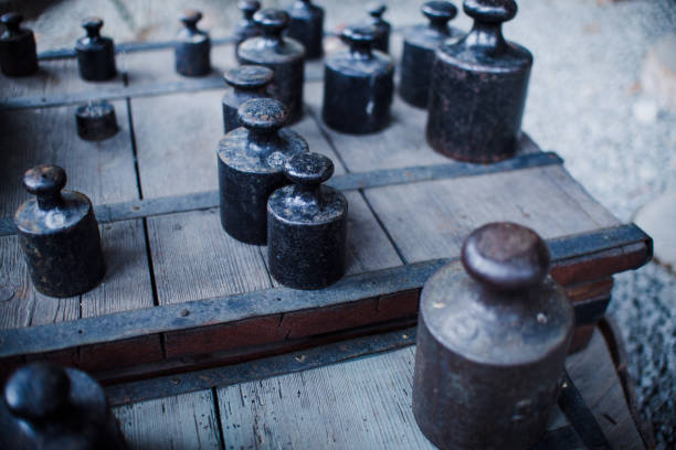 istock close up on old vintage Old scales and weight in workshop 871565346