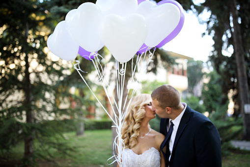 Wedding couple outdoors