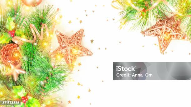 Christmas Decorative Border Stock Photo - Download Image Now - Berry, Border - Frame, Branch - Plant Part