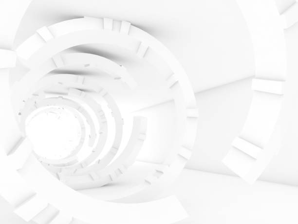 istock Abstract white interior, tunnel of rings 3d 871574610