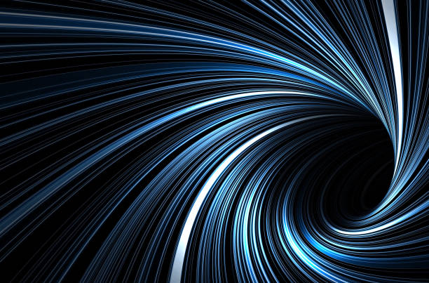 istock Dark blue tunnel with glowing spiral lines 871574676