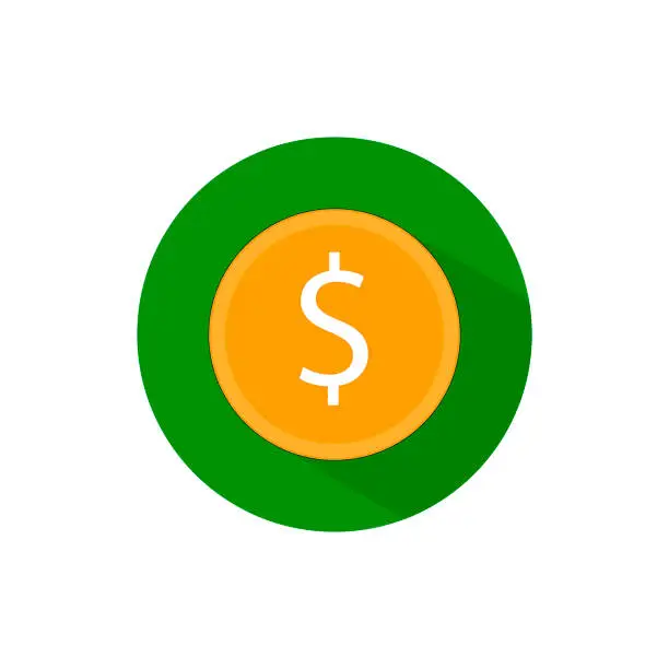 Vector illustration of Money coin icon long shadow vector