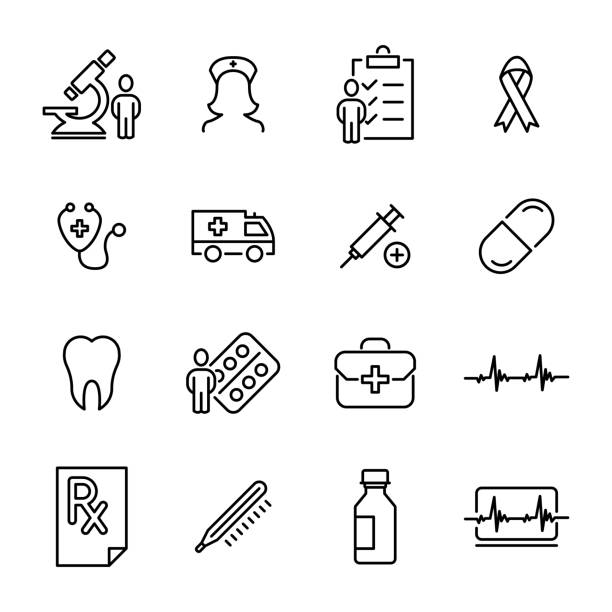 Set of premium healthcare icons in line style. Set of premium healthcare icons in line style. High quality outline symbol collection of medical. Modern linear pictogram pack of health. pulse orlando night club & ultra lounge stock illustrations