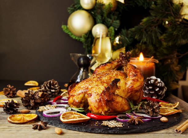 istock Baked turkey for Christmas or New Year space for text 871585912