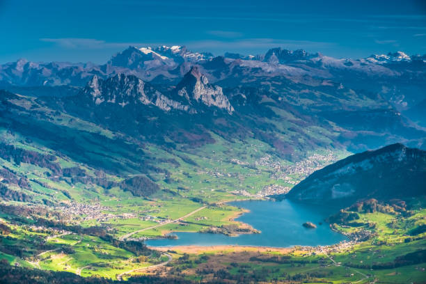 リギ ・ クルム (サミットのマウント リギ山の女王)、カントン schwyz、中央スイスのアルプスのパノラマ - european alps europe high up lake ストックフォトと画像