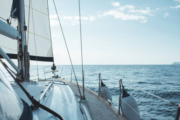 istock Yacht sailing in the tropical sea 871597972
