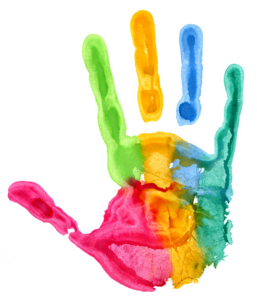 istock Close-up of colored hand print on white background 871598374