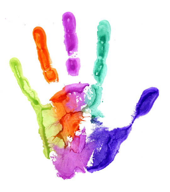 istock Close-up of colored hand print on white background 871600736