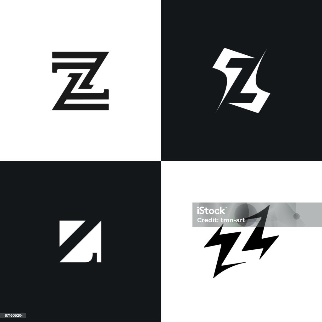 Letter Z icon icon company abstract signs collection. Form - Document stock vector