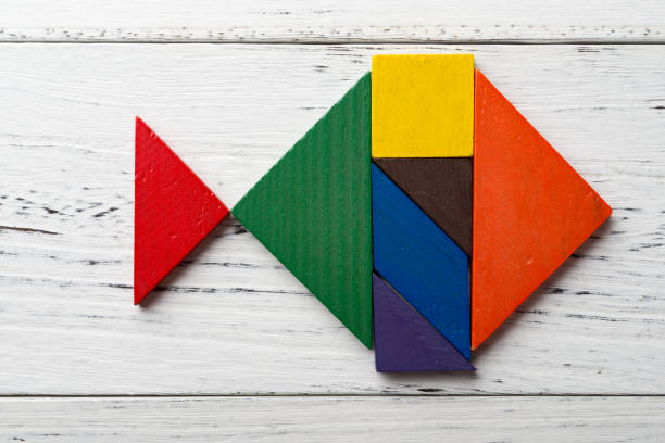 istock wooden tangram in a fish shape 871605502