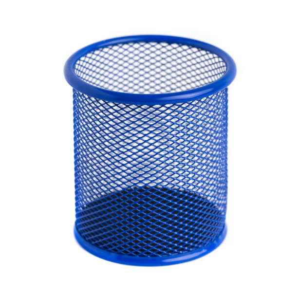 istock Blue basket for pens and pencils on the white background 871605864