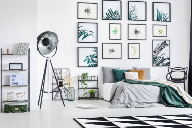 istock Industrial lamp in modern bedroom 871613868