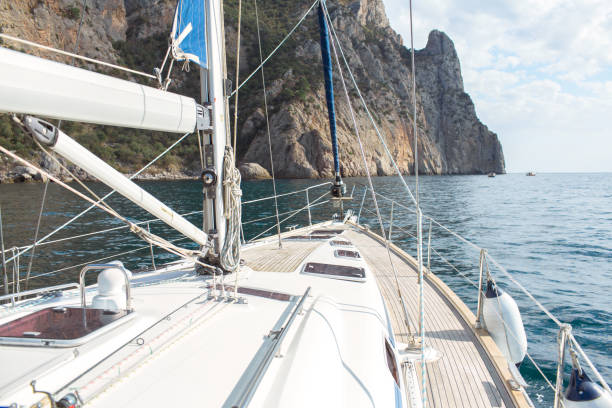istock Yacht sailing in the tropical sea 871617574