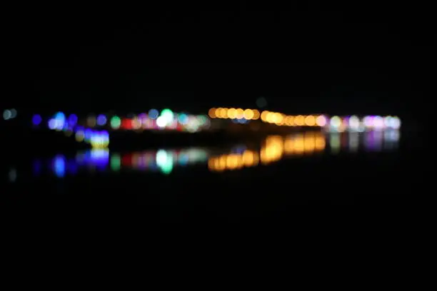 Nightlights colorful reflection defocused blurred background