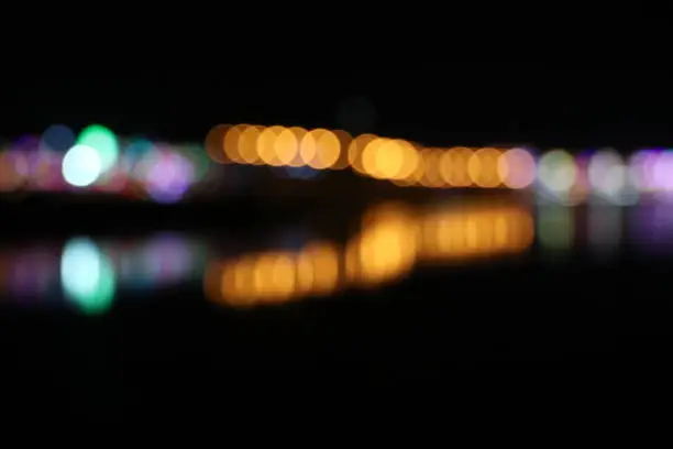 Nightlights colorful reflection blurred background