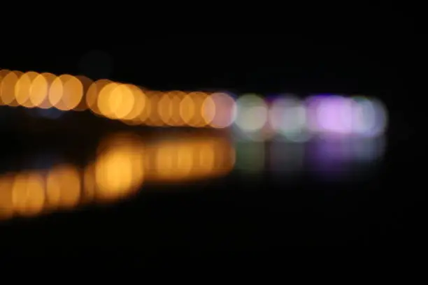 Nightlights colorful reflection defocused blurred background
