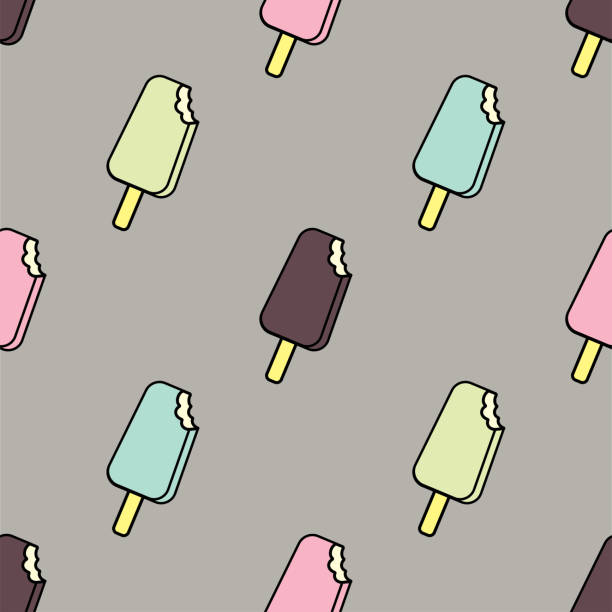 Popsicle stick ice-cream pattern Vector seamless pattern with cute pastel colored popsicle ice cream. Textile of surface print or a background whip cream dollop stock illustrations