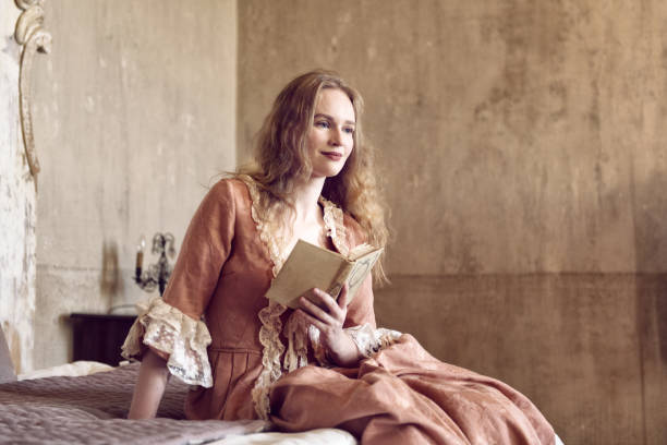 18th centure woman in a castle reading