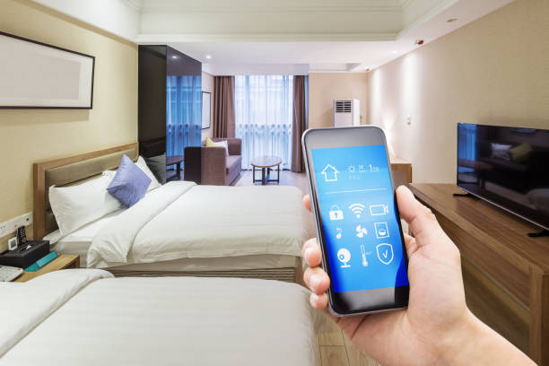 istock smart phone with smart home in modern bedroom 871621860