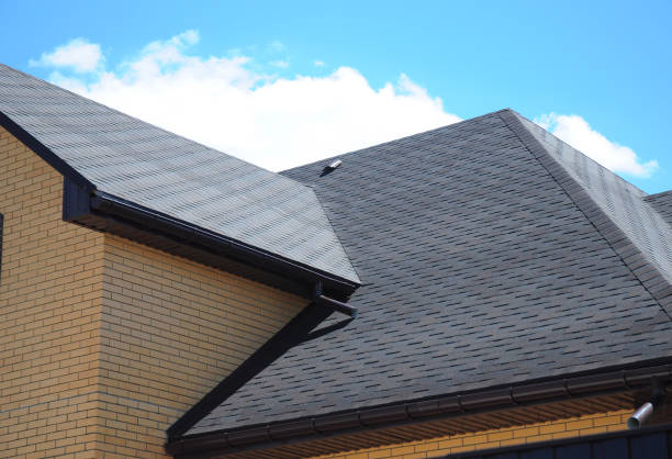 istock Asphalt shingles roofing construction, repair.  Problem Areas for House asphalt shingles Corner Roofing Construction Waterproofing. Rain gutter system. 871624702