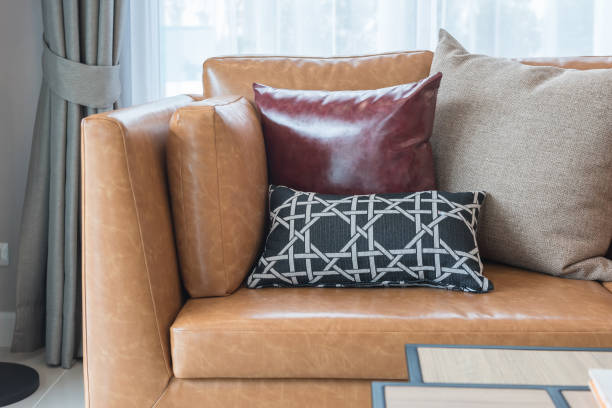 istock modern style living room with modern brown sofa 871625402